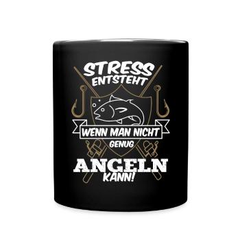 Fischer Spruch Angelmotiv Geschenk Hobbyangler - Tasse einfarbig - Schwarz - Vorne