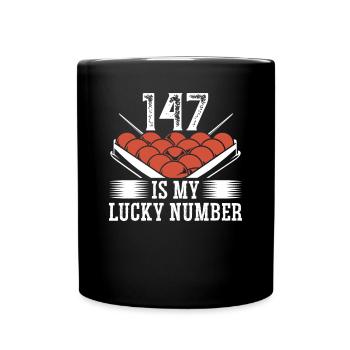 Snooker 147 Lucky Number Billiards 8 Ball Pool - Full Colour Mug - black - Front