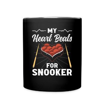 Billiards Heart Beats For Snooker 8 Ball Pool - Full Colour Mug - black - Front