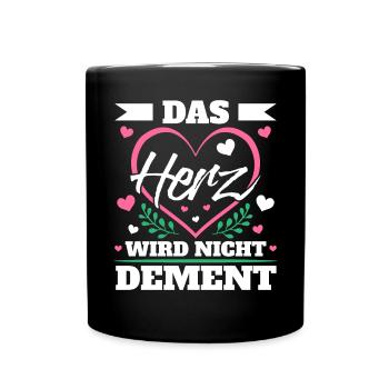 Das Herz Wird Nicht Dement Altenpflegerin - Tasse einfarbig - Schwarz - Vorne