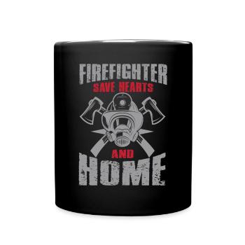 Feuerwehrmann Feuerwehr & Sprüche - Tasse einfarbig - Schwarz - Vorne
