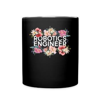 Robot Robotics Engineer Flower - Full Colour Mug - black - Front
