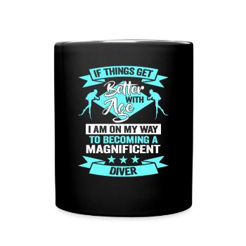 Scuba Diver Birthday Instructor Snorkeling - Full Colour Mug - black - Front