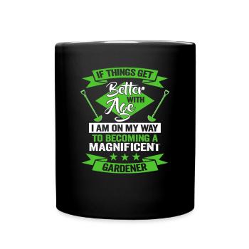 Gardener Birthday Gift Idea Garden Designs - Full Colour Mug - black - Front