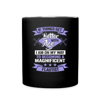 Flute player birthday Musikverein Flötist - Full Colour Mug - black - Front