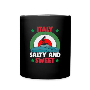 Italien Strandurlaub am Meer Design Strandmotiv - Tasse einfarbig - Schwarz - Vorne