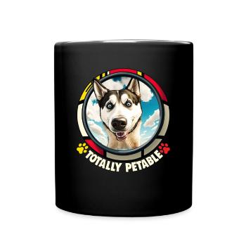 Hunde Cartoon Huskie Design für Hundeliebhaber - Tasse einfarbig - Schwarz - Vorne