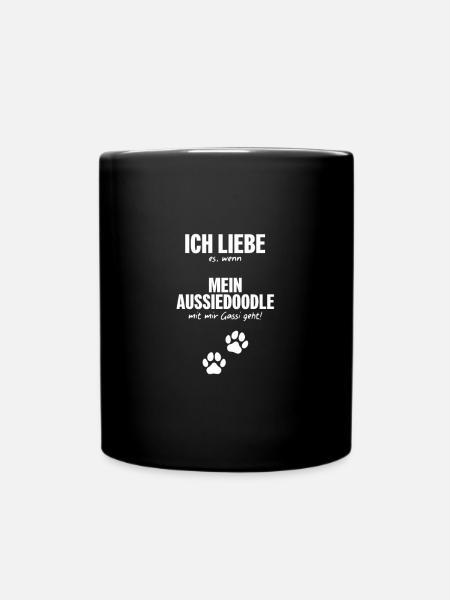 Ich liebe (es, wenn) mein Aussiedoodle... - Tasse einfarbig - Schwarz