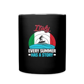Italie vacances à la plage au bord de la mer Design beach motif - Mug uni - noir - Devant