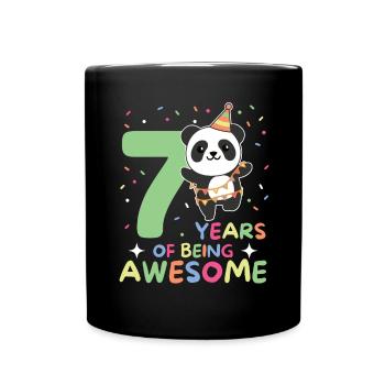 Panda for 7th birthday children seven years old - Full Colour Mug - black - Front