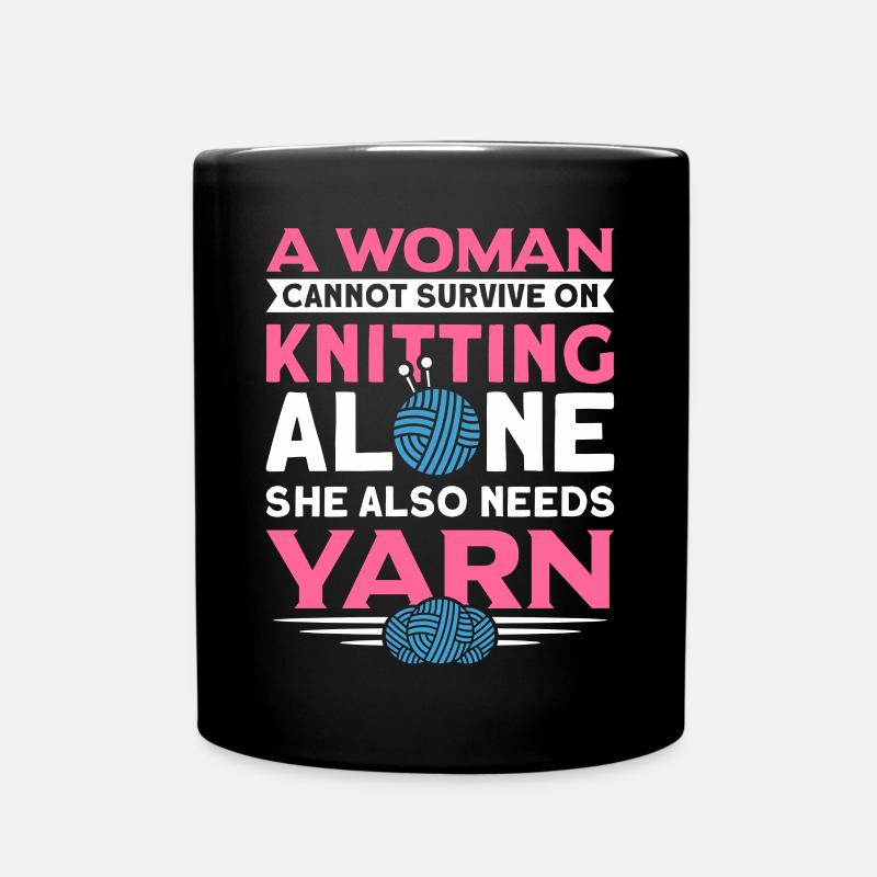 Handarbeit Stricken lustiger Strick Spruch - Tasse einfarbig - Schwarz