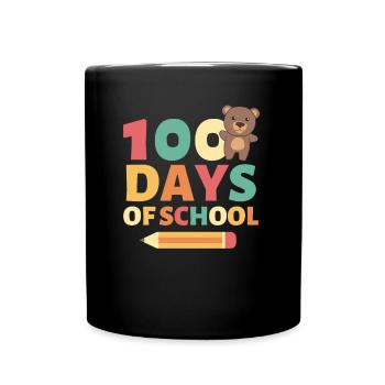 100 days of school Bear 100 Days - Full Colour Mug - black - Front