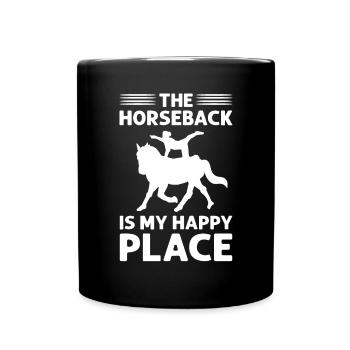 Der Pferd Ist Mein Glücklicher Ort. Reitpferd - Tasse einfarbig - Schwarz - Vorne