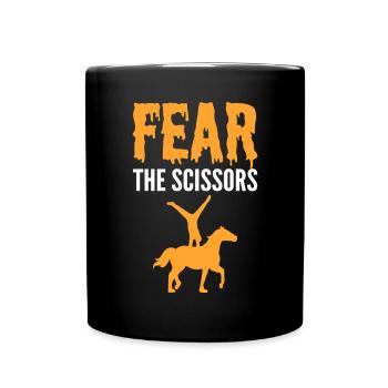 Quartier à cheval. Craignez les ciseaux. Cheval - Mug uni - noir - Devant
