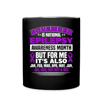 Survivor of epilepsy. Purple band. - Full Colour Mug - black - Front
