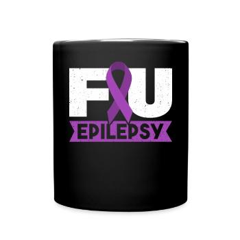 FU epilepsy. Purple Ribbon Epilepsy Consciousness - Full Colour Mug - black - Front