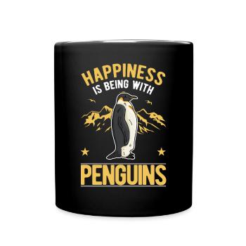 Happiness is being with Penguins Penguin - Full Colour Mug - black - Front