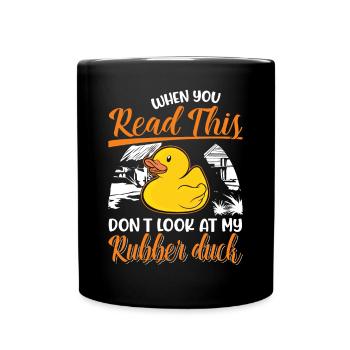 Rubber Duck Gift Squeaky Duck Bathing Duck - Full Colour Mug - black - Front