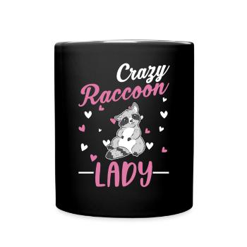 Crazy Raccoon lady Waschbär - Full Colour Mug - black - Front