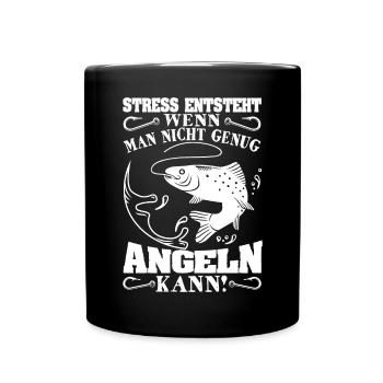 Witziges Angel Geschenk für Fischer Hobbyangler - Tasse einfarbig - Schwarz - Vorne
