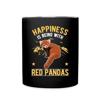 Ours chat chanceux panda roux - Mug uni - noir - Devant