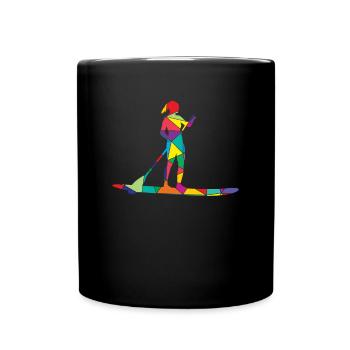 Low Poly Paddler Polygon Stand Up Paddle - Mug uni - noir - Devant