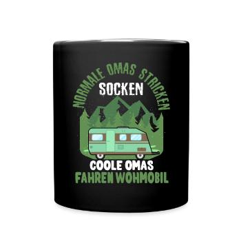 Süßes Omi Geschenk Rente Wohnmobil Reise Oma - Tasse einfarbig - Schwarz - Vorne