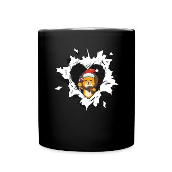 Le lion au chapeau de Noël a l’air déchiré - Mug uni - noir - Devant