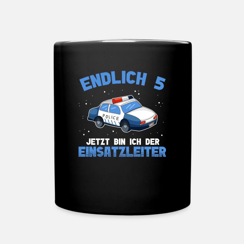 Polizei 5. Geburtstag Polizei Einsatzleiter - Tasse einfarbig - Schwarz