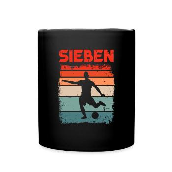 7. Geburtstag Fußball 7 Jahre Alt Fussballer - Tasse einfarbig - Schwarz - Vorne