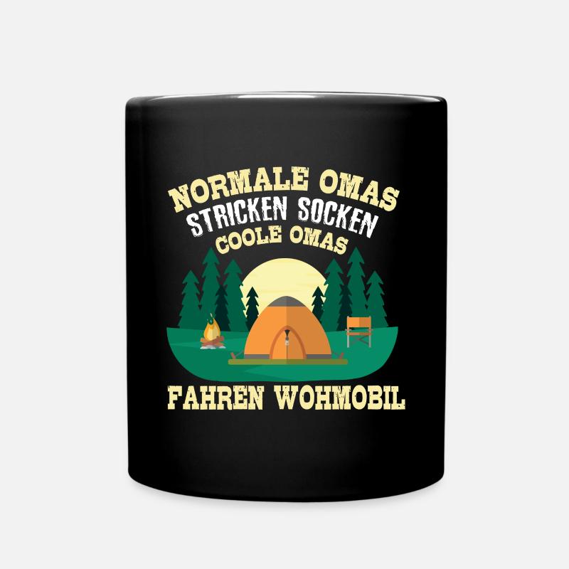 Witziger Spruch Coole Oma Omi Geschenk Wohnwagen - Tasse einfarbig - Schwarz