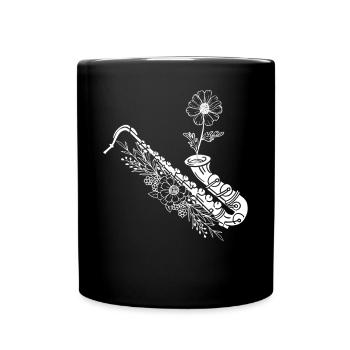 Saxophone With Flower Saxophone Player Saxophone L - Tasse einfarbig - Schwarz - Vorne