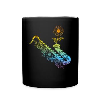 Saxophone With Flower Saxophonist Sax Player Saxop - Tasse einfarbig - Schwarz - Vorne