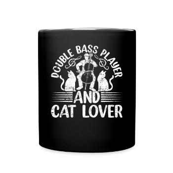 Double Bass Player And Cat Lover Contrabass Double - Full Colour Mug - black - Front