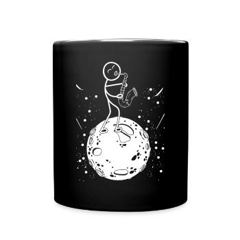 Saxophone Stick Figure On Planet Funny Saxophonist - Tasse einfarbig - Schwarz - Vorne