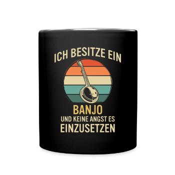 Banjo Banjospieler Banjoist - Tasse einfarbig - Schwarz - Vorne