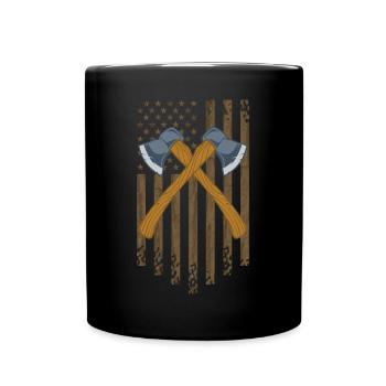 Patriotic Axe Throwing Hatchet American Flag For A - Full Colour Mug - black - Front