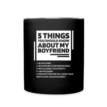 Womens 5 Things You Should Know About My Boyfriend - Full Colour Mug - black - Front