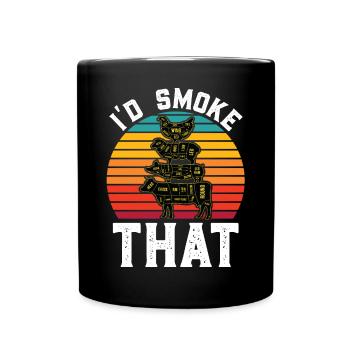 I'd Smoke That Funny BBQ Master - Tasse einfarbig - Schwarz - Vorne