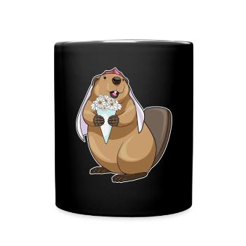Biber Braut Blumen Hochzeit - Tasse einfarbig - Schwarz - Vorne