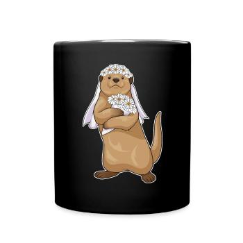 Mariage de fleurs de la mariée à la loutre - Mug uni - noir - Devant