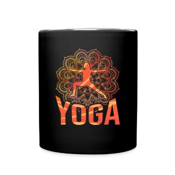Mandala Warrior Pose Yoga - Tasse einfarbig - Schwarz - Vorne