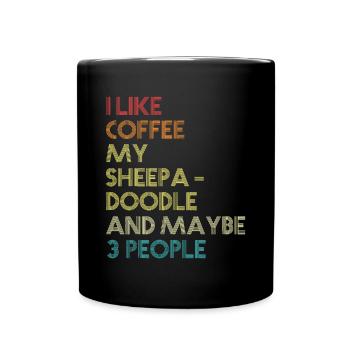 Sheepadoodle chien propriétaire café amateur citation Vintage - Mug uni - noir - Devant
