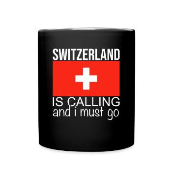 Schweiz Spruch - Tasse einfarbig - Schwarz - Vorne