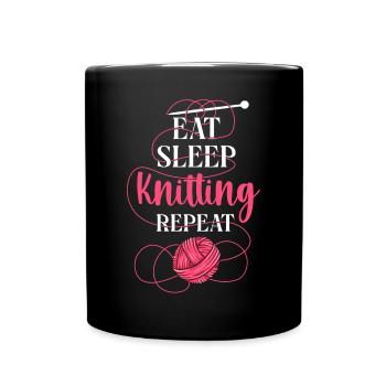 Knitting Knitter Eat Sleep - Tasse einfarbig - Schwarz - Vorne