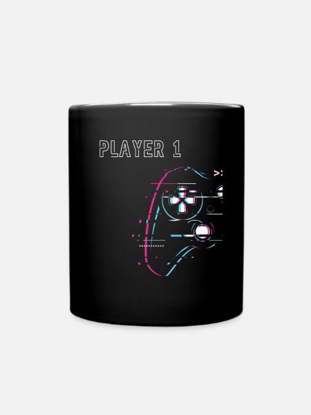 Zocker Paar - Player 1 Player 2 - Gamer - Tasse einfarbig - Schwarz
