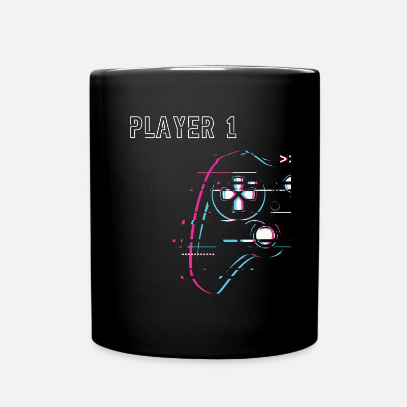 Zocker Paar - Player 1 Player 2 - Gamer - Tasse einfarbig - Schwarz