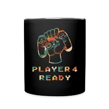Player 4 Ready in Combo mit Player 1, 2 - Tasse einfarbig - Schwarz - Vorne