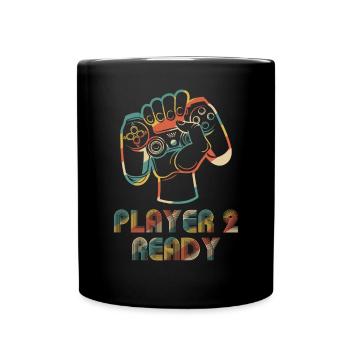Player 2 Ready in Combo mit Spieler 1, - Tasse einfarbig - Schwarz - Vorne