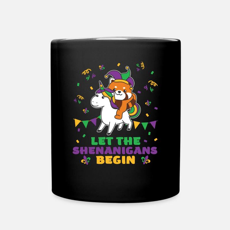 Mardi Gras Red Panda avec Licorne Carnaval - Mug uni - noir